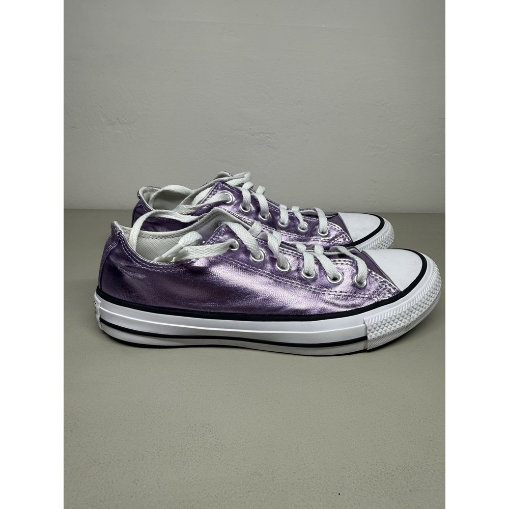 CONVERSE All Star Purple Metallic Lace Up Low Top Shoes Sneakers Women's 7.5